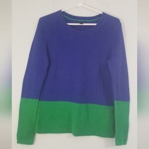 Tommy Hilfiger Waffle Knit Sweater. Crew Neck. Blue and Green Colorblock. Size M